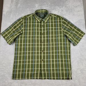 Woolrich Men's Shirt L Vented Plaid Shirt Sleeve Green Size Large Fishing